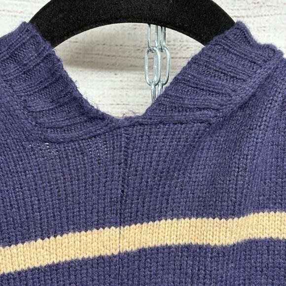Gap blue Tan Stripe Wool Blend Poncho size XL - Picture 10 of 12
